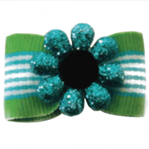 Electric Blue Daisy Dog Bow